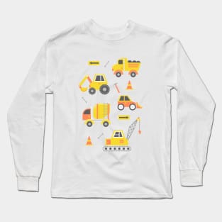 Construction Trucks on Aqua Long Sleeve T-Shirt